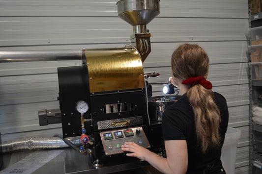 Jenna roasting coffee